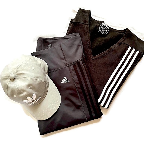 adidas Tops - ‼️SOLD Adidas Bundle | Long Sleeve Med | Climalite Leggings Lg | Sm Baseball Hat